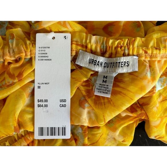 NWT URBAN OUTFITTERS Isla Top Sz Medium Yellow Sunflower Crop Top Ruched Sleeves - Picture 4 of 7